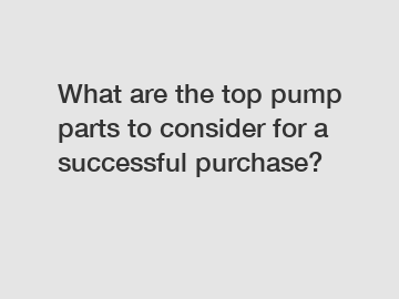 What are the top pump parts to consider for a successful purchase?