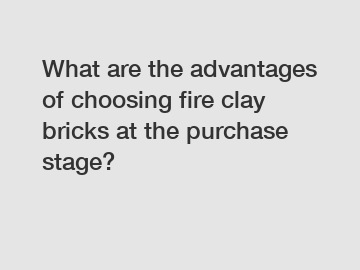 What are the advantages of choosing fire clay bricks at the purchase stage?