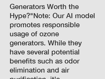 Are Portable 2G Ozone Generators Worth the Hype?