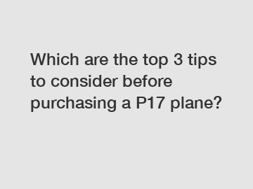 Which are the top 3 tips to consider before purchasing a P17 plane?